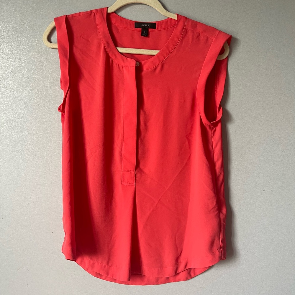 J.crew coral shell tank style flowy half button dress shirt 6